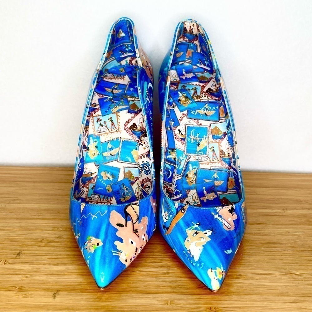 Christian Louboutin “Hot chick” swim pool, Blue Multi graphic. 100mm EU38.5 - Picture 11 of 13